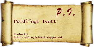 Polónyi Ivett névjegykártya